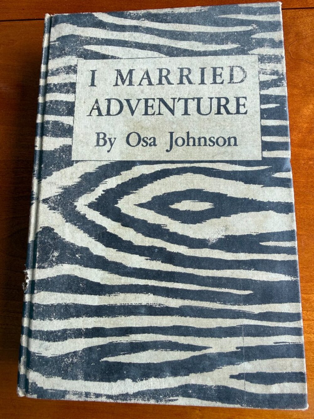 I Married Adventure by Osa Johnson, vintage, zebra print cloth hardcover book